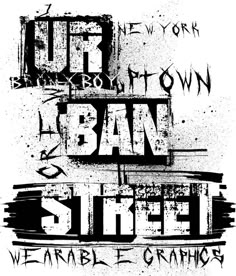 the words urban graffiti written in black and white