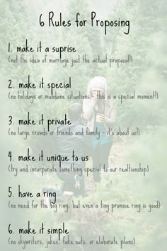 the rules for propposing are shown in this image, with trees and bushes behind it