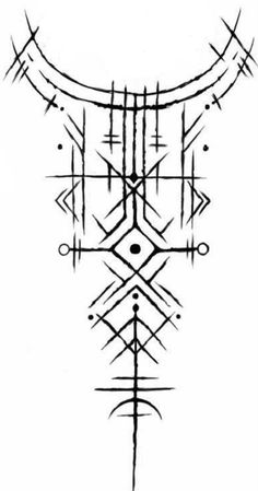 an artistic tattoo design with lines and dots