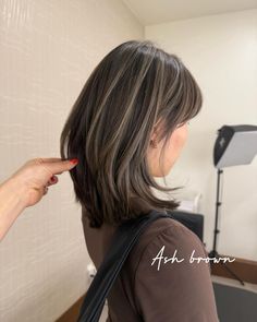 Ash brown 🦋 by @may__noh    • cut & color   •• #ashbrownbalayage #ashbrownhighlights #cool brown hair #vancouverasianhairbleach #asianhairbalayage #highlightbalayage #naturalbalayage #brownhair #mushroombrownhair #mushroombrownbalayage Ash Brownbalayage, Ash Brown Dye On Black Hair, Short Hair Colour For Women, Natural Black Color Hair, Hair Colour For Black Hair Highlights, Brown Natural Hair Color, Hair Color Brown Ash, Haircolor For Short Hair, Hair Highlights For Dark Hair Short