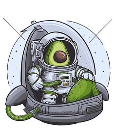 an astronaut in his space suit holding a pickle