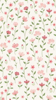 pink flowers and green leaves are on a white background with red stems in the foreground