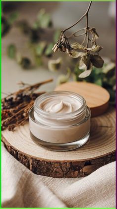 A serene display of natural beauty: creamy moisturizer in a glass jar, surrounded by dried herbs and greenery, evoking tranquility and freshness. Organic Beauty Products, Skin Care Product Photography, Natural Skin Care Products Photography, Skin Care Photography Ideas, Skin Care Products Photography, Natural Skincare Photography, Moisturizer Aesthetic, Natural Skincare Products Photography, Organic Products Photography