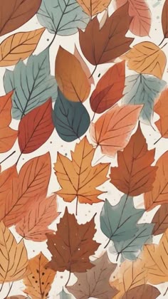 many different colored leaves on a white background