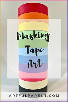 the words masking tape art are on top of each other in different colors and sizes