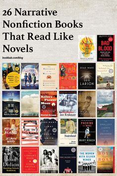 the cover of 26 narrative non fiction books that read like novels