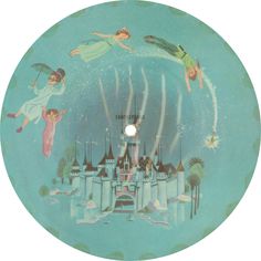 an image of children flying in the sky over a castle