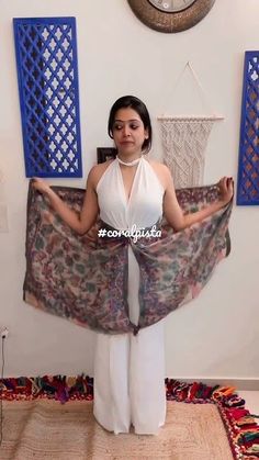 How To Make Jacket From Shawl, Ruana Styling, Shawl As Shrug, Shrug From Shawl, Shawl Idea, Shawl Wearing, Top From Shawl, How To Make Poncho From Shawl, How To Wear Stole