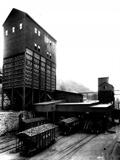 black and white photograph of an old train station