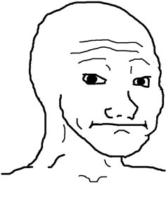 the face of a man with an angry look on it's face, drawn in black and white