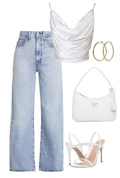 Trendy Outfits Fancy, Outfit Inspo Fancy Casual, Fancy Outfit With Jeans, Stylish Outfits Baddie, Trendy Jeans For Summer Night Out, Jeans Outfit Fancy, Fancy Outfits With Jeans, Blue Jeans And White Top Party, Elegant Blue Crop Top