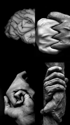 two hands holding each other in different positions