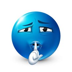 an emoticive blue smiley face with finger on it's nose and eyes