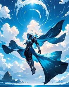 Mage Knight, Blue Magic Art, Warrior Mage, Blue And Black Fantasy Design, Wind Magic Art, Wind Mage Art, Water Mage, Water Mage Art, Blue Mage Armor