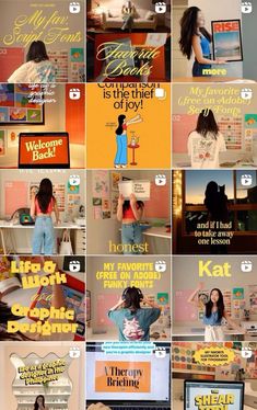 the collage shows many different types of posters