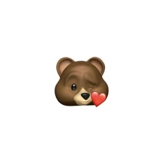 a brown bear with a heart in its mouth
