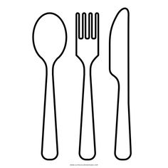 a black and white image of two forks and spoons