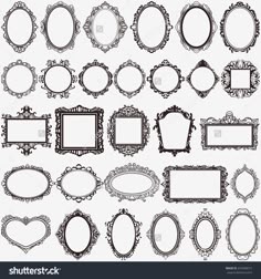 an assortment of ornate frames and labels