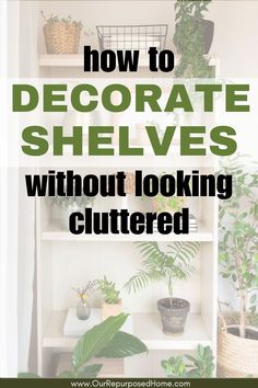 a shelf filled with houseplants and plants that says how to decorate shelves without looking cluttered