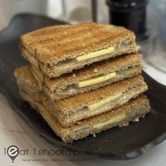 toasted sandwiches stacked on top of each other