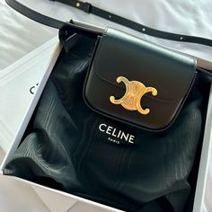 Authentic Celine bag mini triomphe in shiny calfskin Black