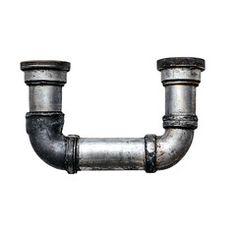 an old metal pipe is shown on a white background with clippings to the side