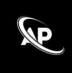 AP logo. A P design. White AP letter. AP letter logo design. Initial letter AP linked circle uppercase monogram logo.