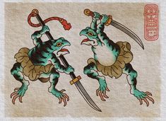 Irezumi Frog, Japanese Frogs, Traditional Japanese Tattoo, Japanese Traditional Tattoo, Japanese Frog Tattoo Design, Toad Tattoo, Japanese Toad, Japanese Dancing Frog Tattoo, Japanese Frog