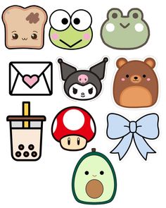 some cute stickers that are on top of each other in the shape of animals