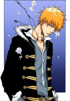an anime character with orange hair and blue eyes
