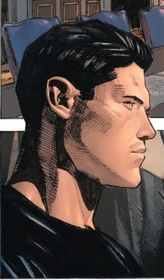 a drawing of a man sitting in a chair with his head turned to the side