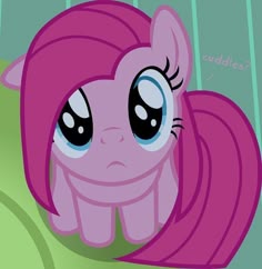the pinkie is laying down with her eyes wide open