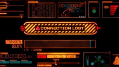a computer screen with the words connection lost on it's buttons and arrows in red