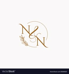 the letter n and n with an olive branch in it logo design, logos, initials,