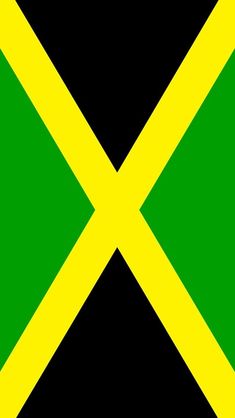 the flag of jamaica is green and yellow with two diagonal stripes on each side of it