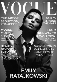 a woman in a suit and tie is featured on the cover of an issue of magazine