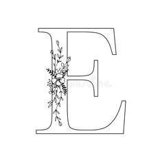 the letter g with flowers and leaves on it in black and white royalty illustration for coloring