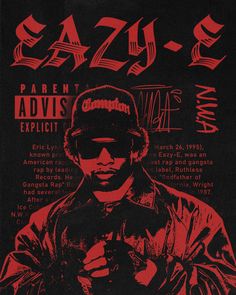 a black and red poster with an image of a man