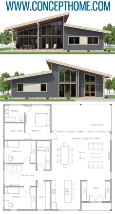 two floor plans for a modern house