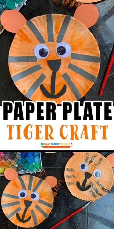 paper plate tiger craft for kids to make