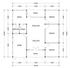 the floor plan for a small house with two bedroom and an attached living room area