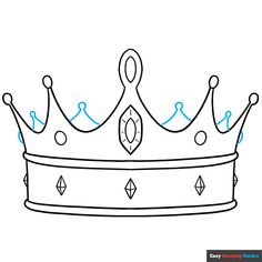 a drawing of a crown with blue lines on the top and one line at the bottom