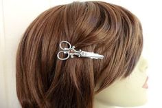 Metallic Steampunk Accessory, Steampunk Core, Scissor Hair Pin, Scissors Hair Clip, Steampunk Hair Clip Ideas, Steampunk Inspired Hair Accessories, Steampunk Hair Clips, Steampunk Hair Pin, Steampunk Scissors Necklace