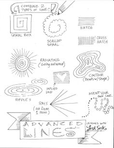 a drawing with different types of lines and shapes