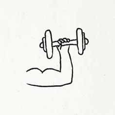 a black and white drawing of a barbell