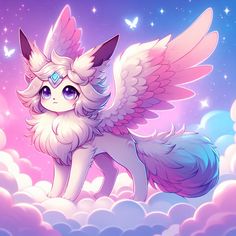 a cute little pony with wings flying in the sky