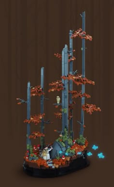 a lego model of a forest with lots of trees