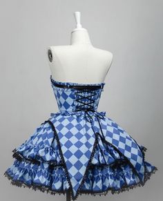 Alice In Wonderland Outfit, Blue Clown Outfit, Fitted Blue Harajuku Cosplay Costume, Jester Outfit, Plaid Jsk, Hot Costume, Clown Clothes, Casino Outfit, Theme Dress