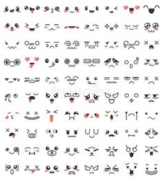a set of different types of faces and eyes with various expressions on white background royalty illustration