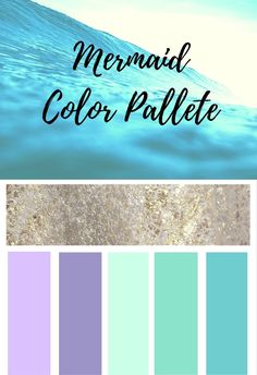 the color palette is blue, green and purple with text that reads mermaid color palette